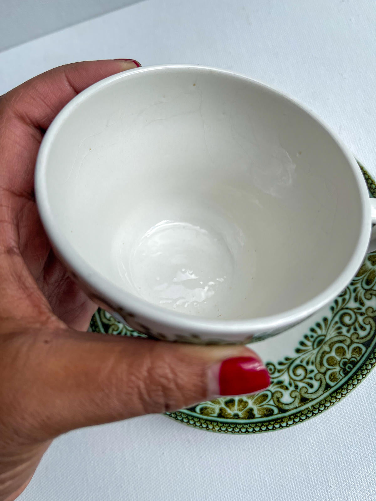 Vintage BROADHURST & SONS Staffordshire JADE Ironstone Cup and Saucer Duo c1970s