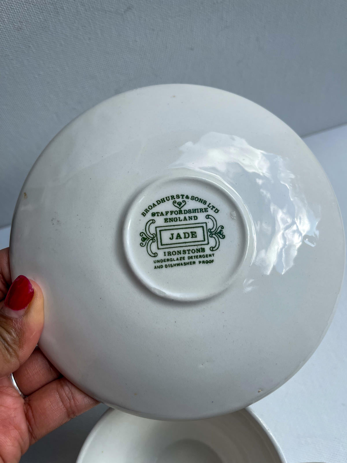 Vintage BROADHURST & SONS Staffordshire JADE Ironstone Cup and Saucer Duo c1970s