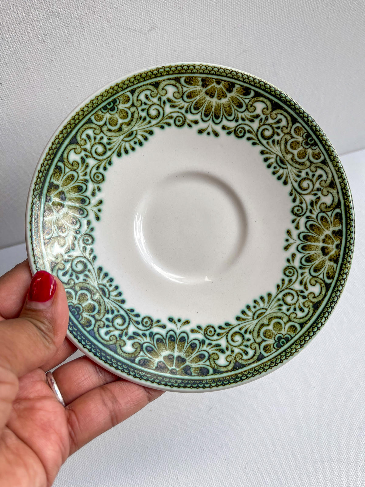 Vintage BROADHURST & SONS Staffordshire JADE Ironstone Cup and Saucer Duo c1970s