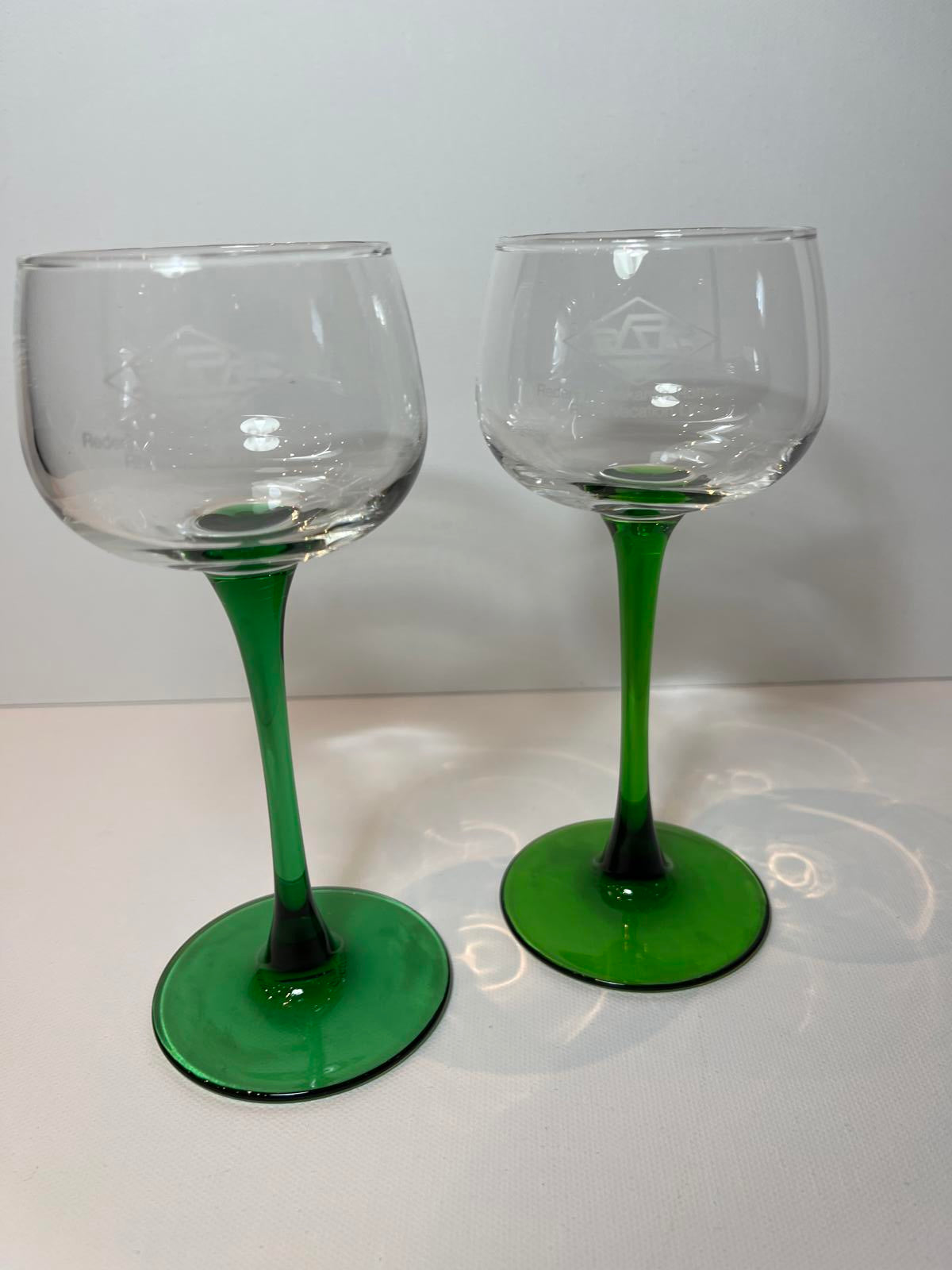 2 Vintage Dutch Luminarc river cruise Rotterdam promotional glasses