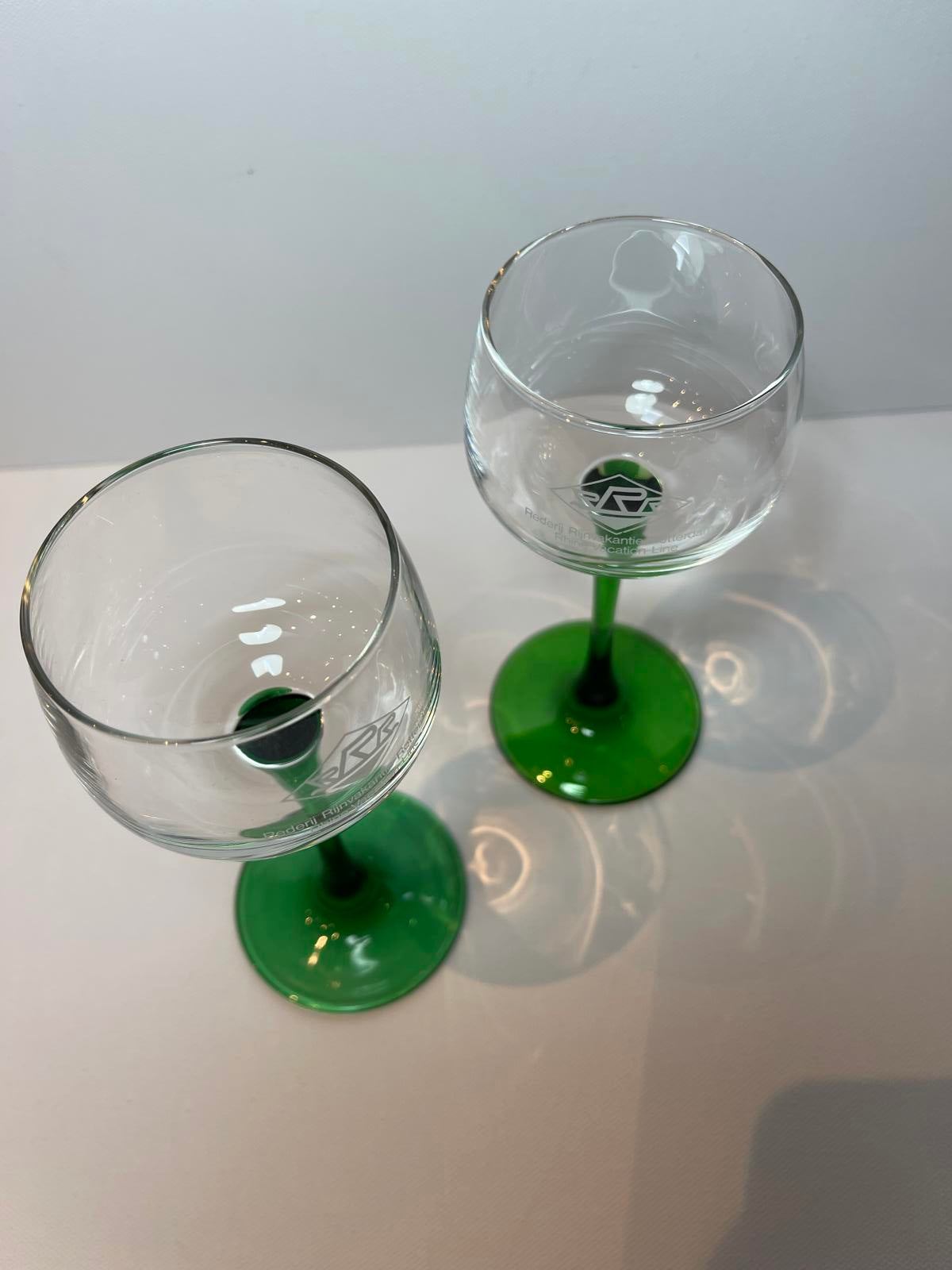 2 Vintage Dutch Luminarc river cruise Rotterdam promotional glasses