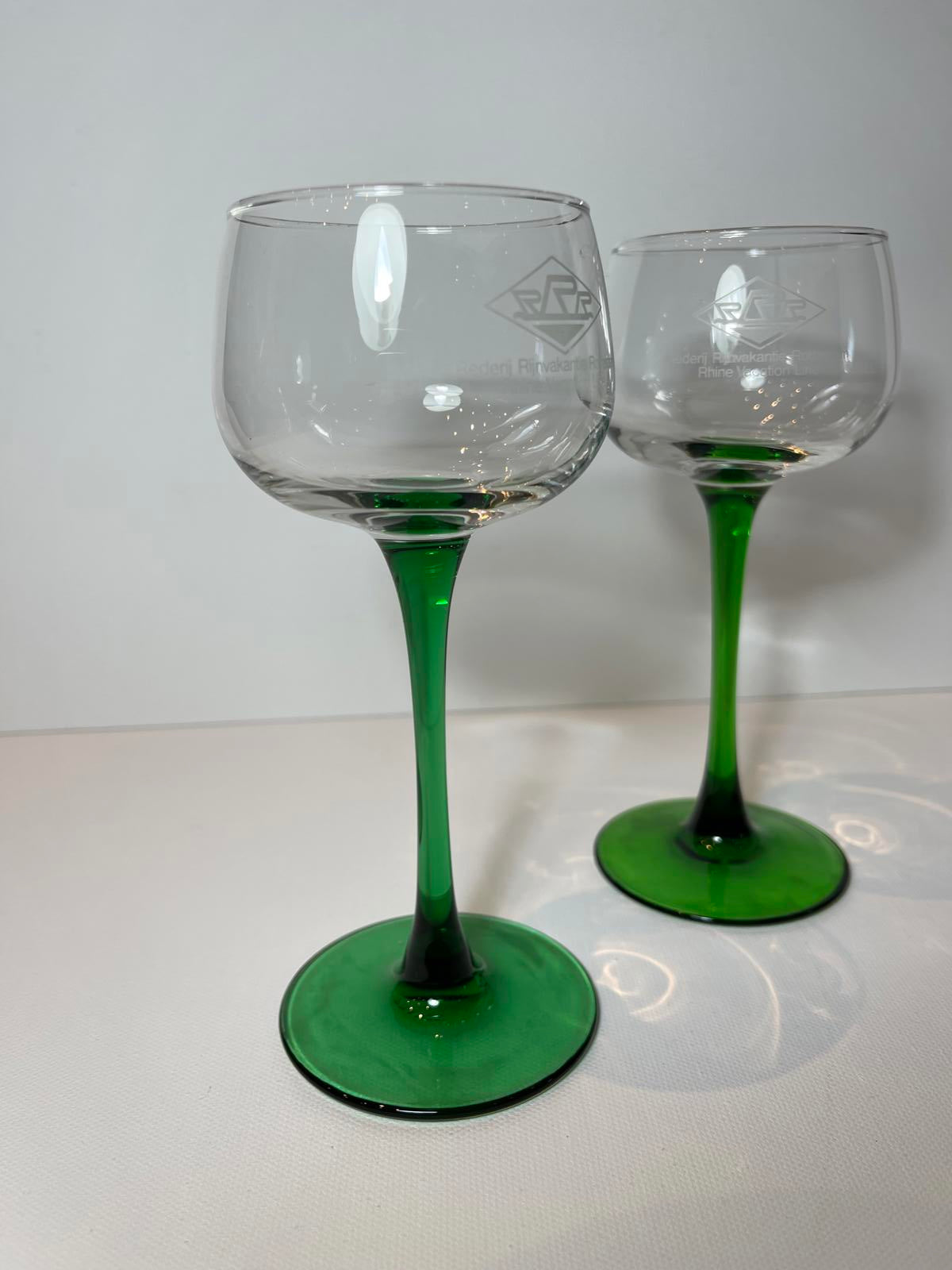 2 Vintage Dutch Luminarc river cruise Rotterdam promotional glasses