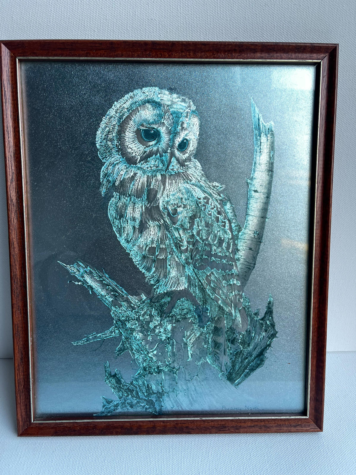 Audrey North Vintage Barn Owl foil Print Metallic Foil Art