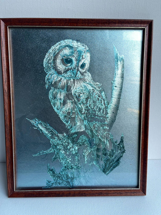 Audrey North Vintage Barn Owl foil Print Metallic Foil Art
