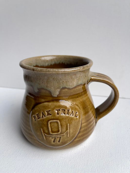 Vintage large brown two stoned studio stoneware mug marked