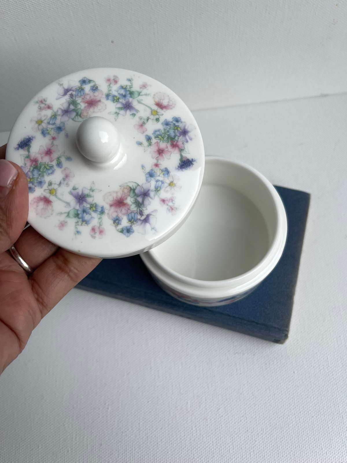 Vintage Wedgwood lidded jar in the Angela pattern