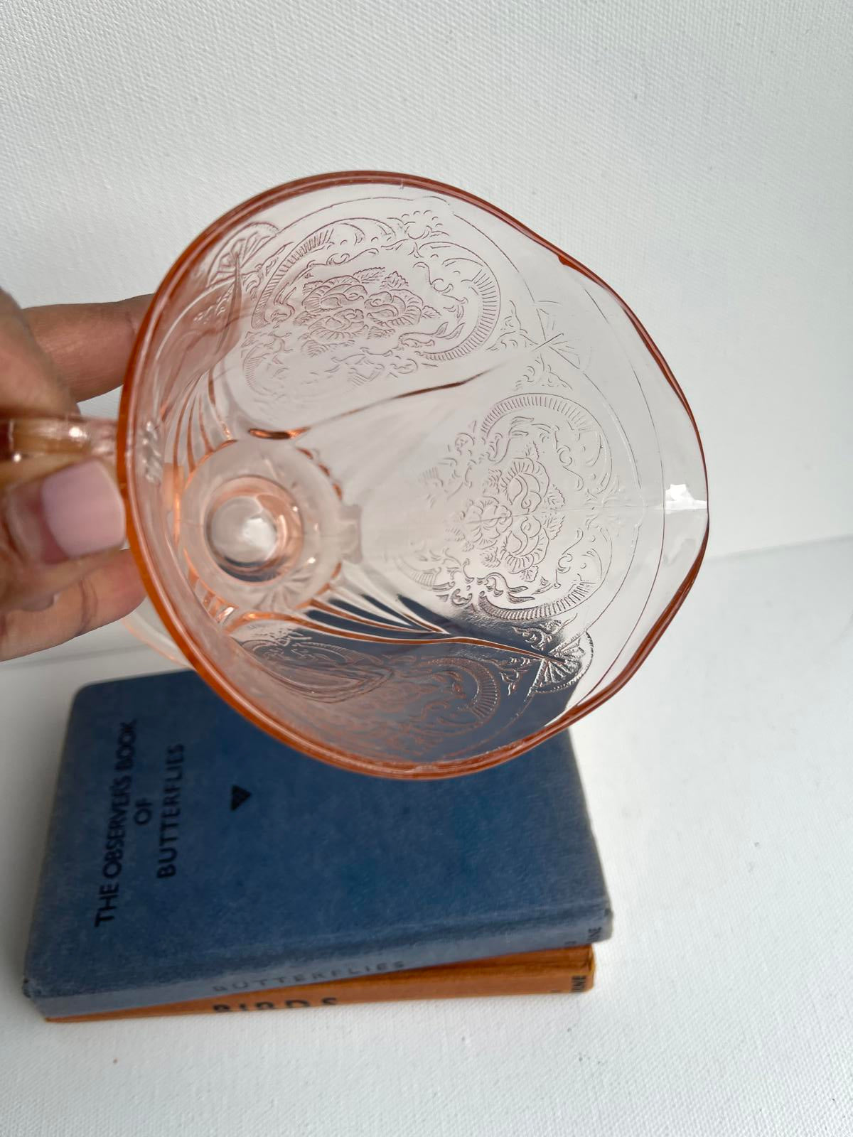 Vintage Hazel Atlas Royal Lace pink depression glass sugar bowl and creamer