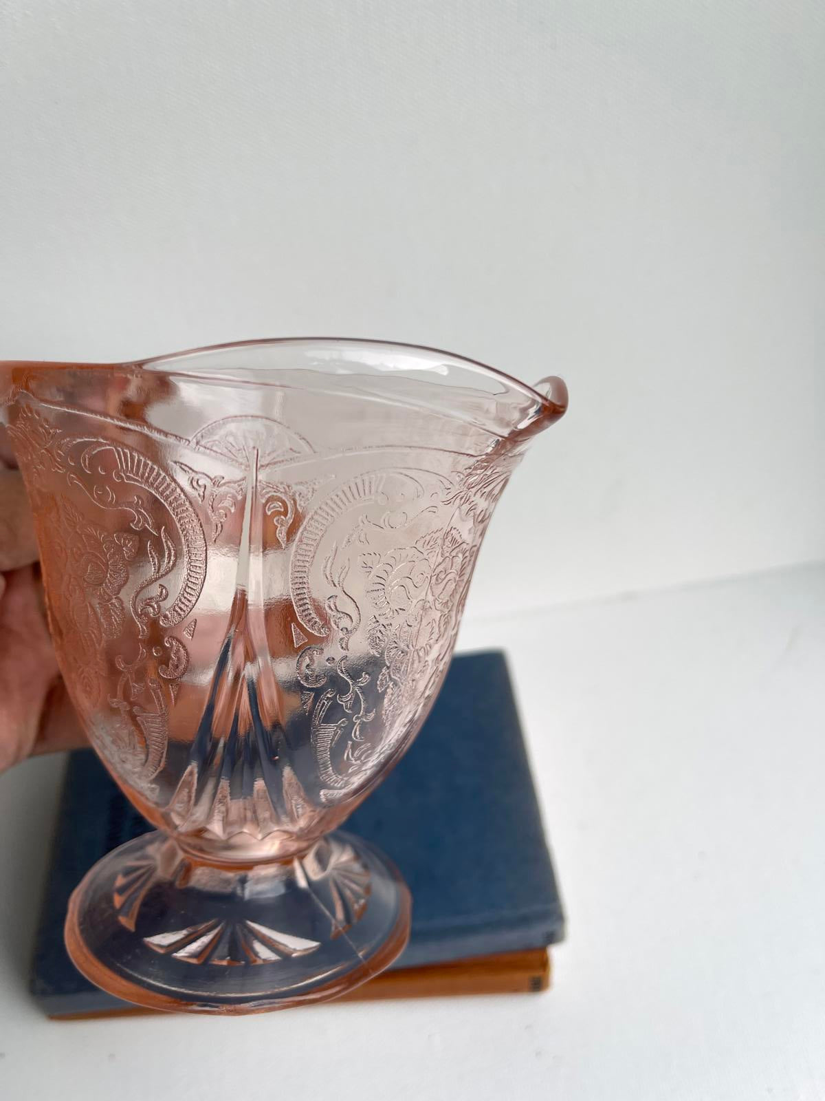 Vintage Hazel Atlas Royal Lace pink depression glass sugar bowl and creamer