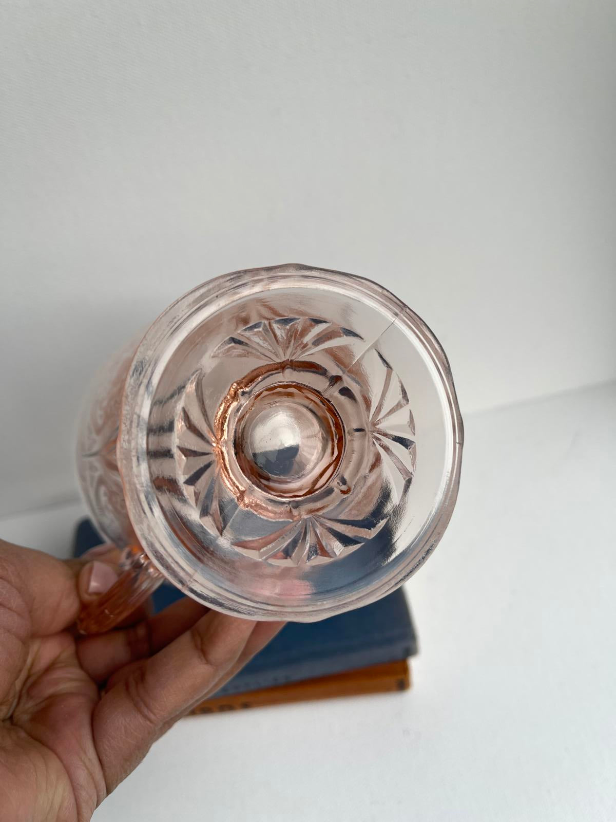 Vintage Hazel Atlas Royal Lace pink depression glass sugar bowl and creamer