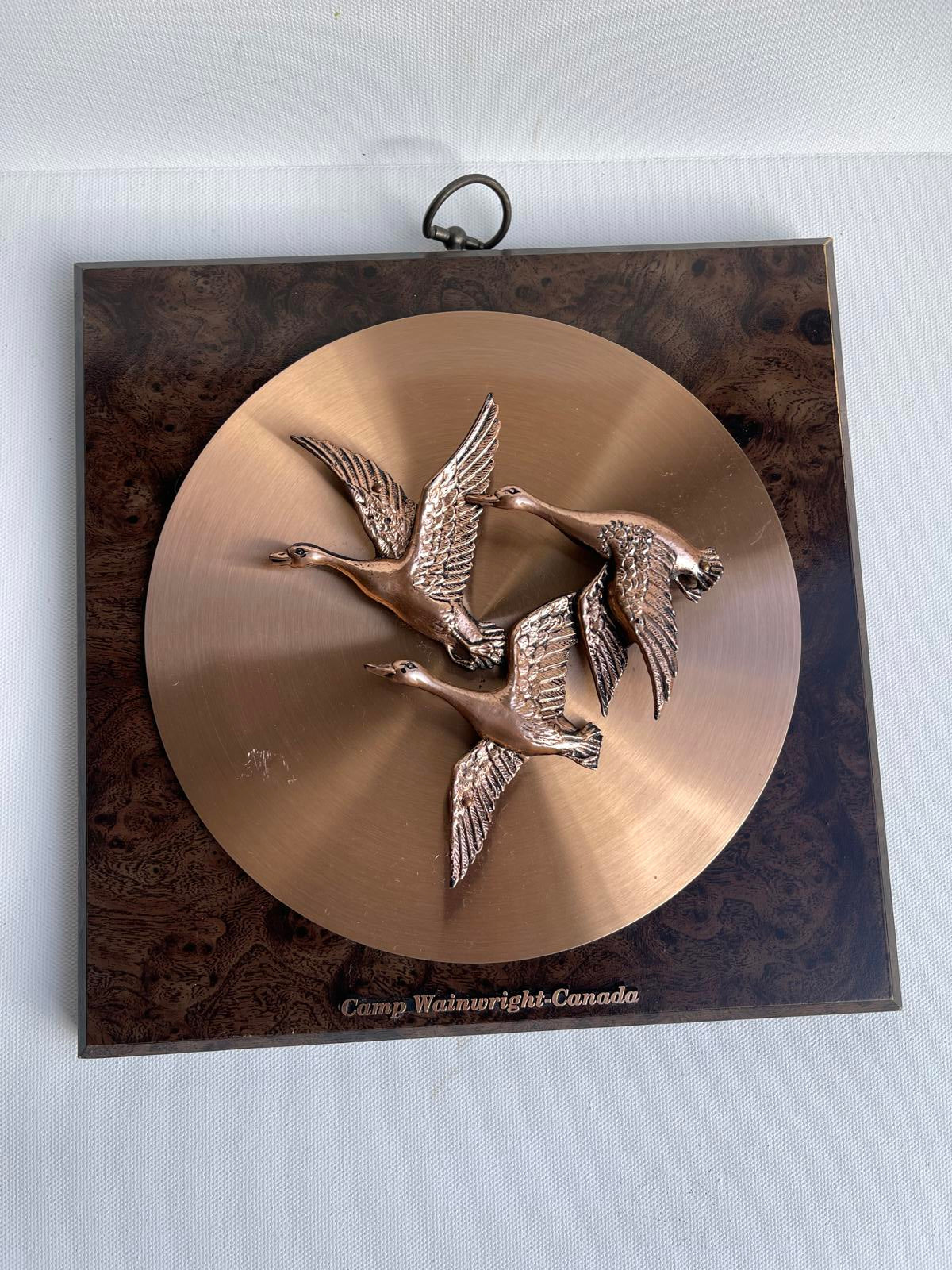 Vintage MCM Geese in Flight Plaque Wall Hanging Art A&F Canada Birds