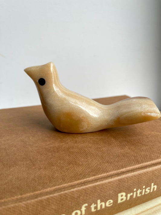 Vintage onyx carved stone bird