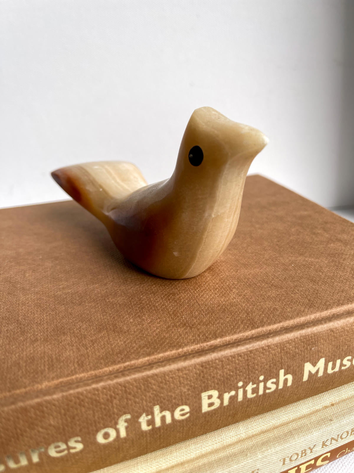 Vintage onyx carved stone bird