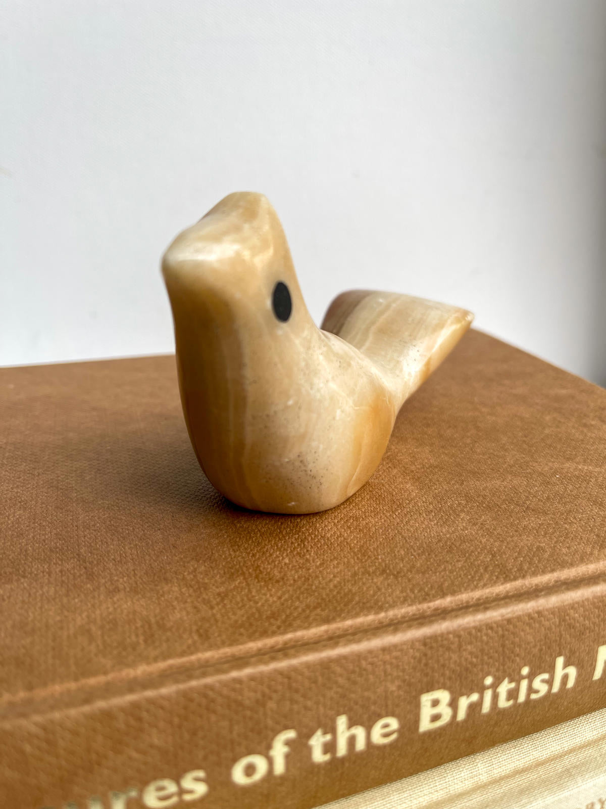 Vintage onyx carved stone bird