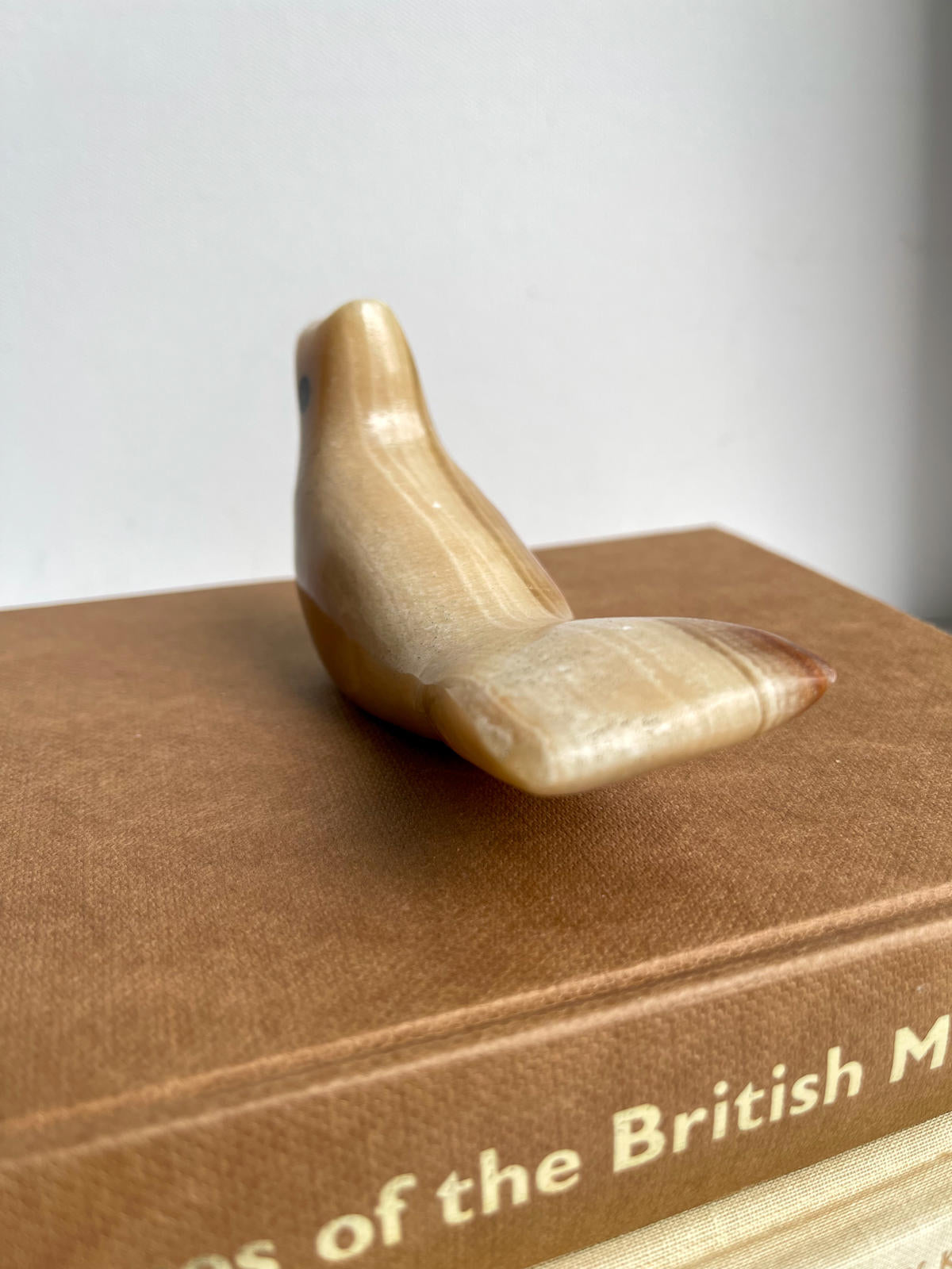 Vintage onyx carved stone bird