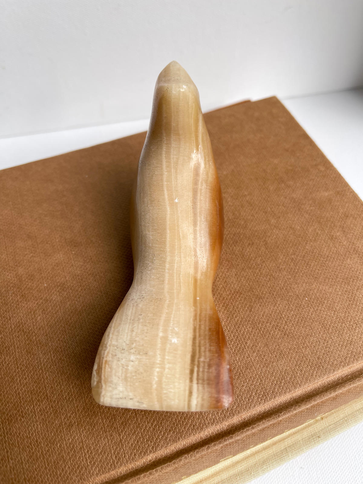 Vintage onyx carved stone bird