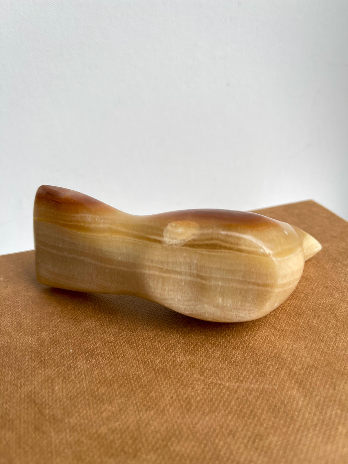 Vintage onyx carved stone bird