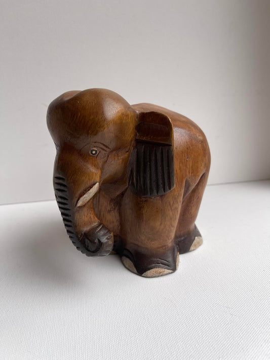Vintage hand carved wooden elephant