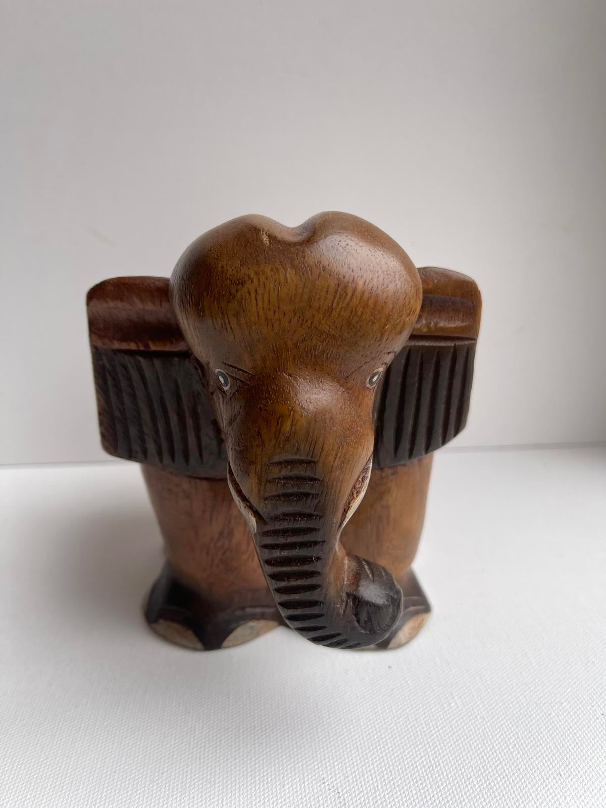 Vintage hand carved wooden elephant