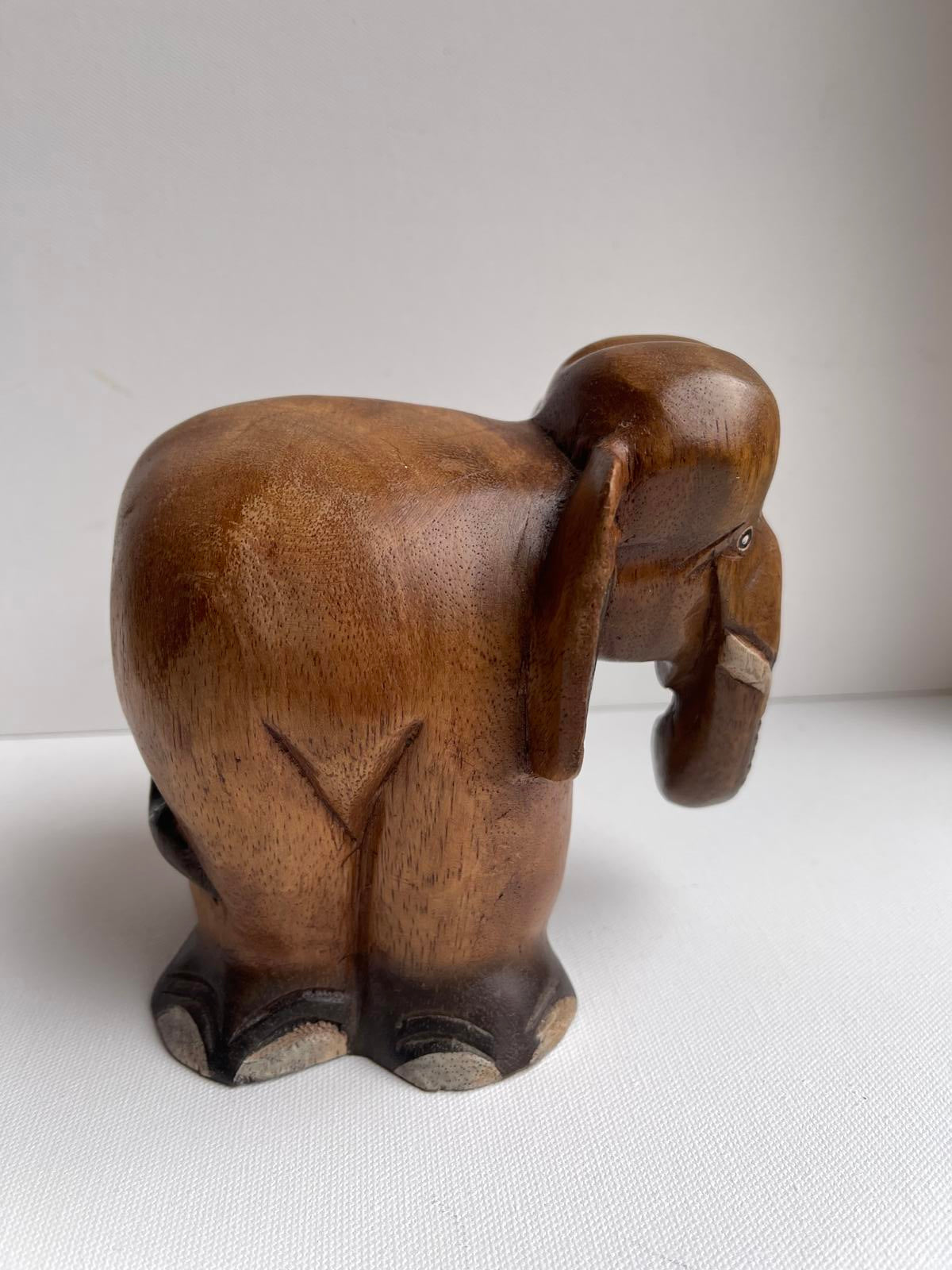 Vintage hand carved wooden elephant