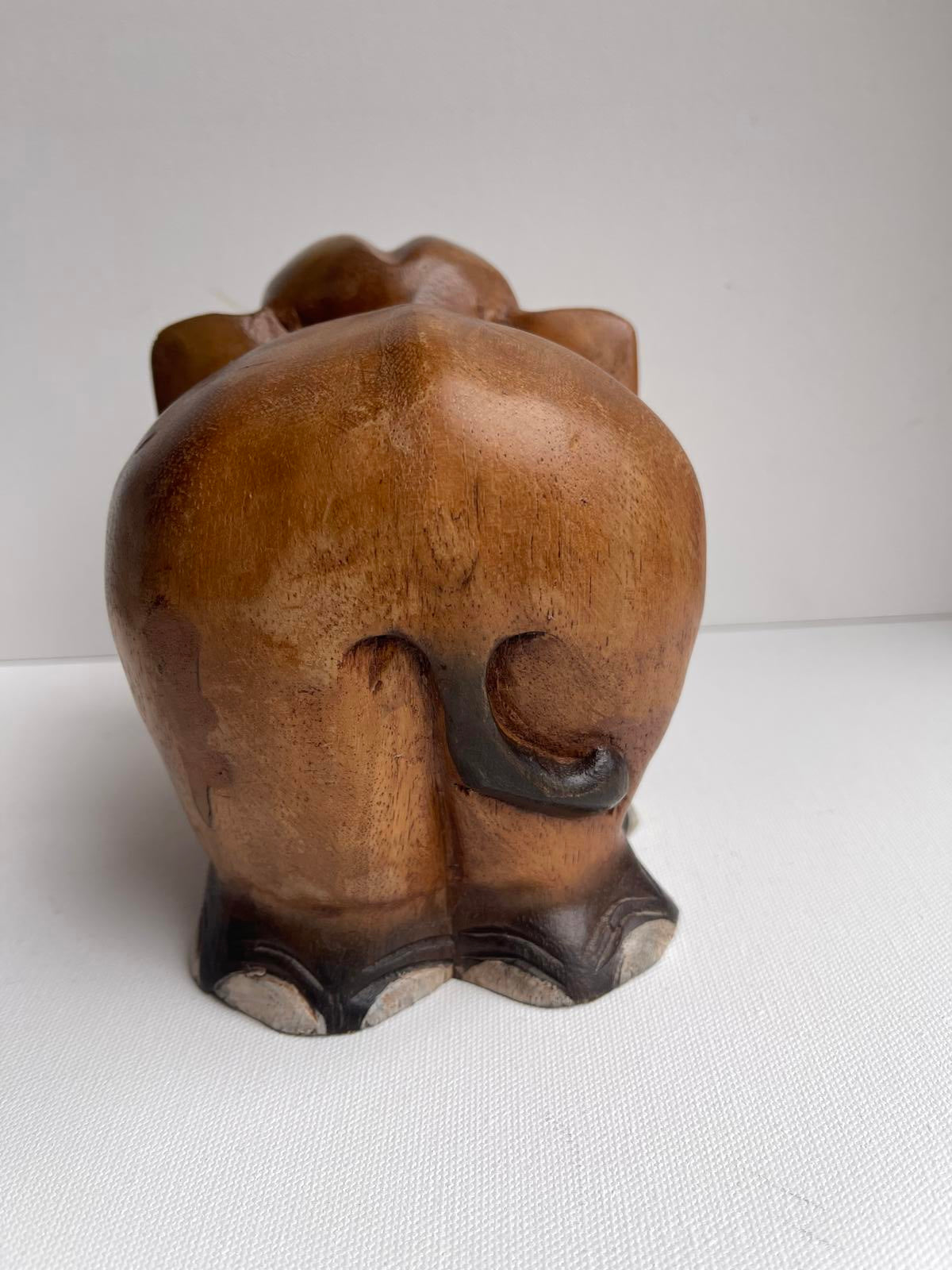 Vintage hand carved wooden elephant
