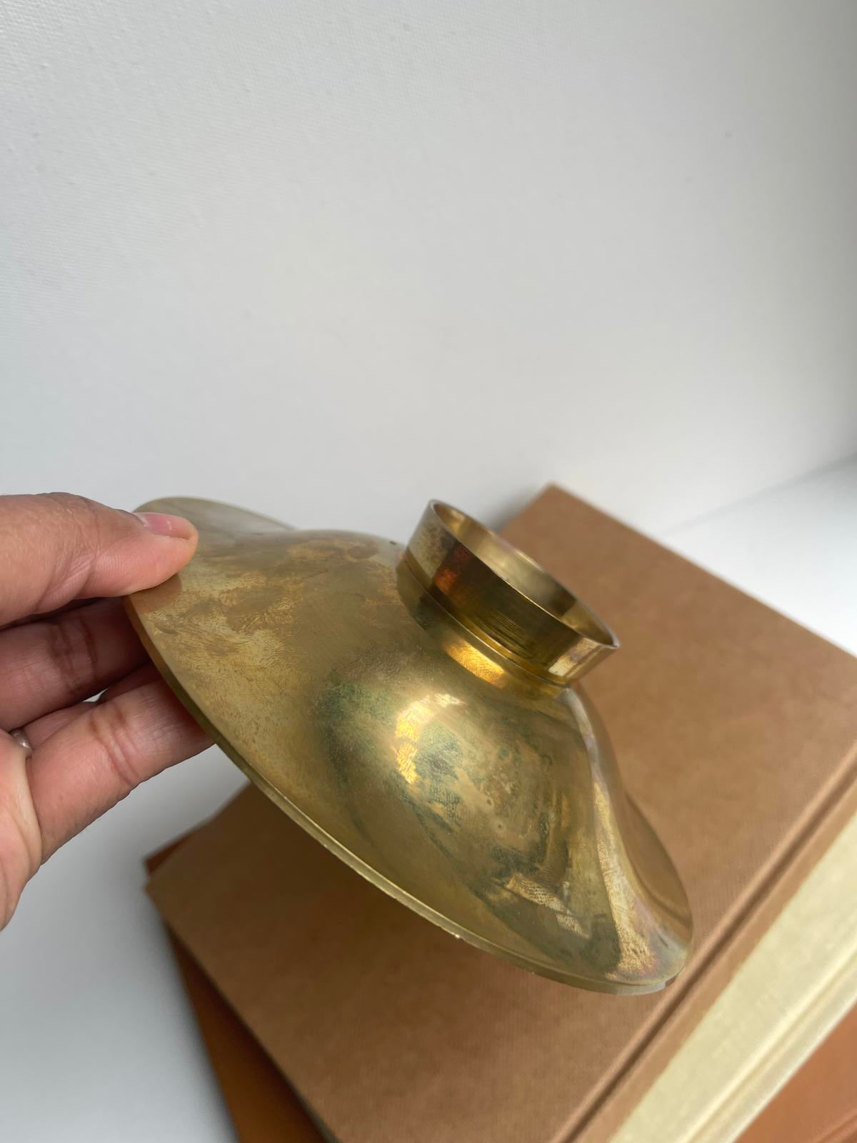 Vintage brass enamelled floral design footed dish