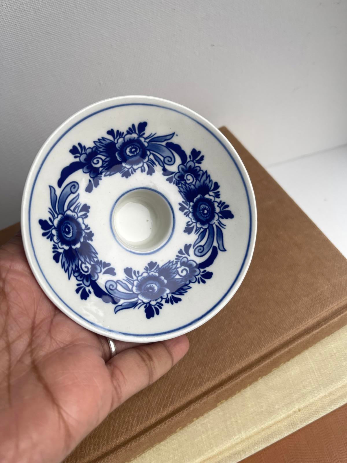 Vintage handpainted Delft Blue Holland Candle Stick Holder