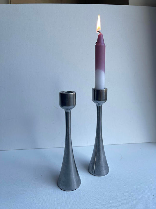 Vintage 2 metal steel mid century Candleholders