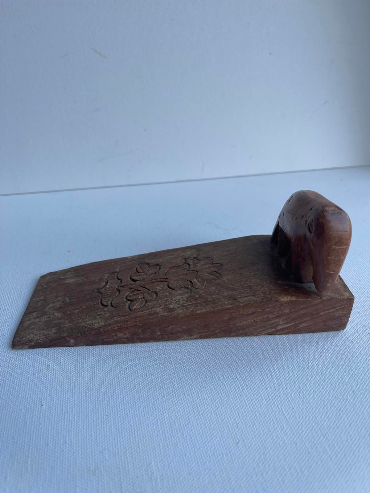 vintage wooden elephant door wedge