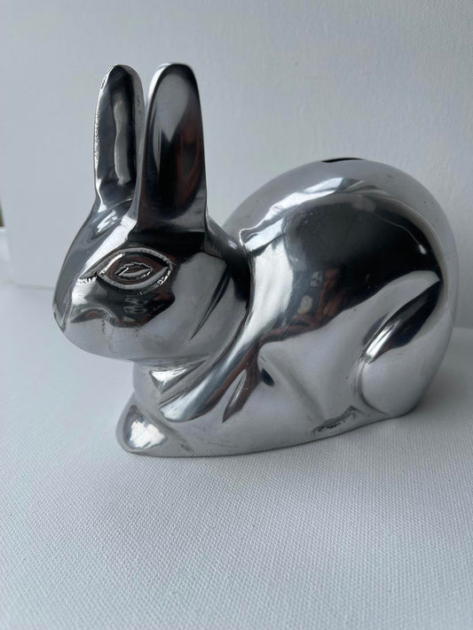 Modern Chrome Rabbit Coin Bank - Fun Kids Room Decor Vintage decor