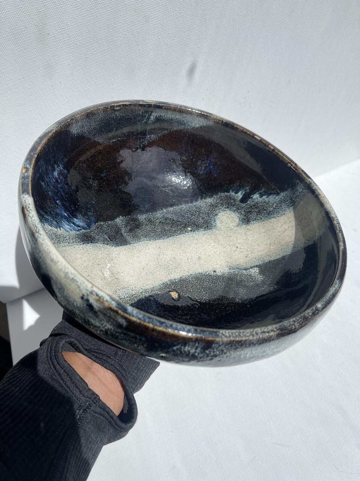 Large Japanese studio pottery marked bowl