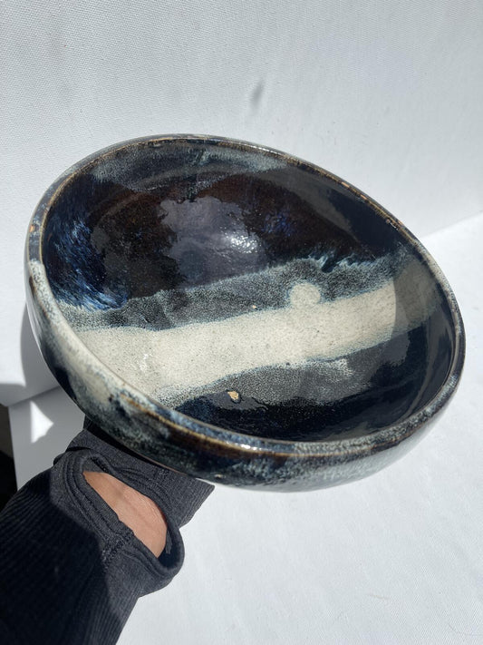 Large Japanese studio pottery marked bowl