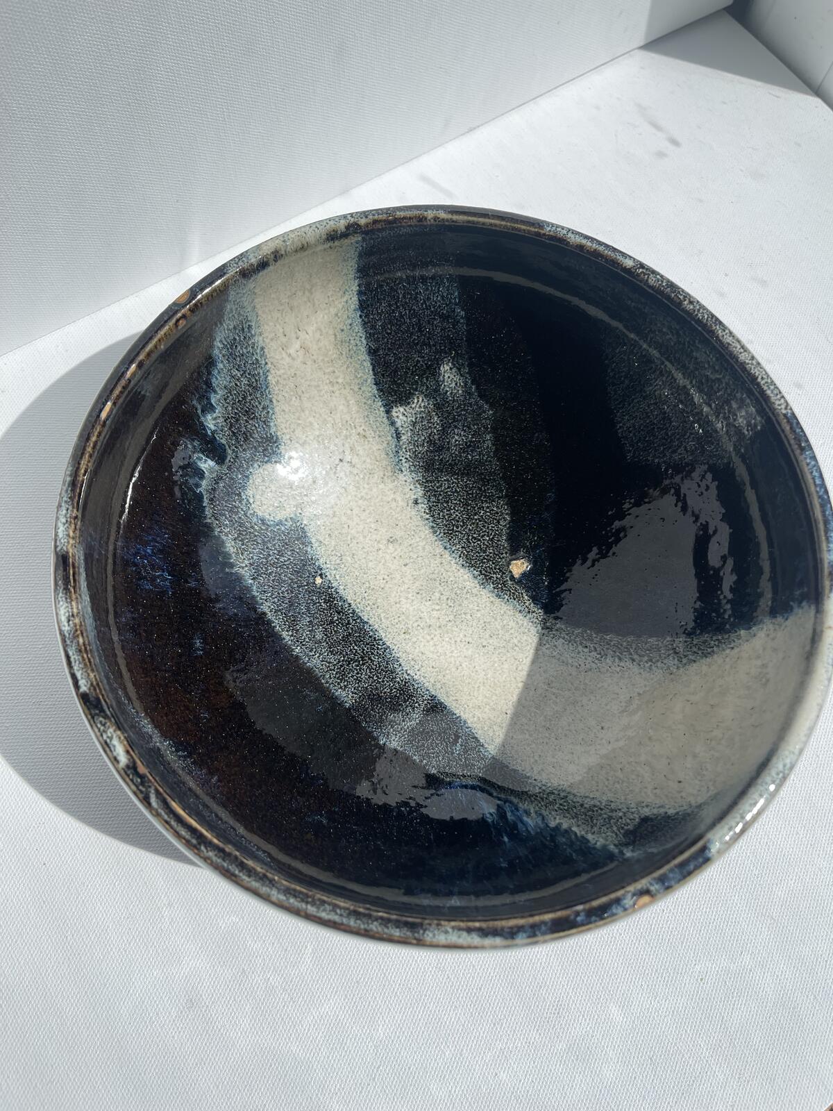 Large Japanese studio pottery marked bowl