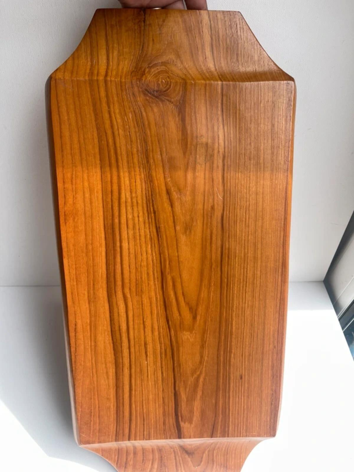 Teakwood tray – large carved serving tray in rectangular shape – vintage