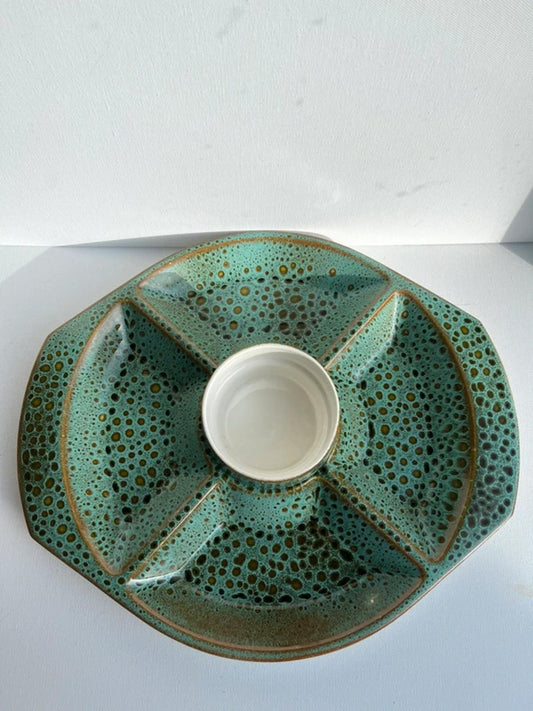 Poole vintage pottery sea crest green serving platter and bowl