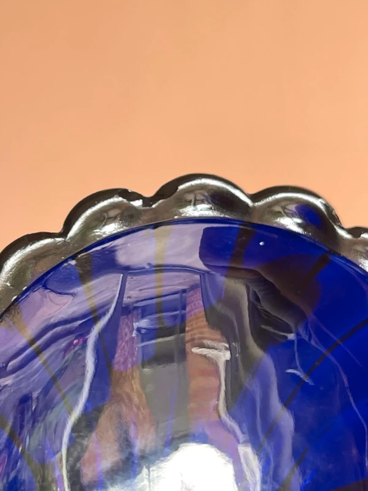 Vintage cobalt blue glass shell dish trinkets dish