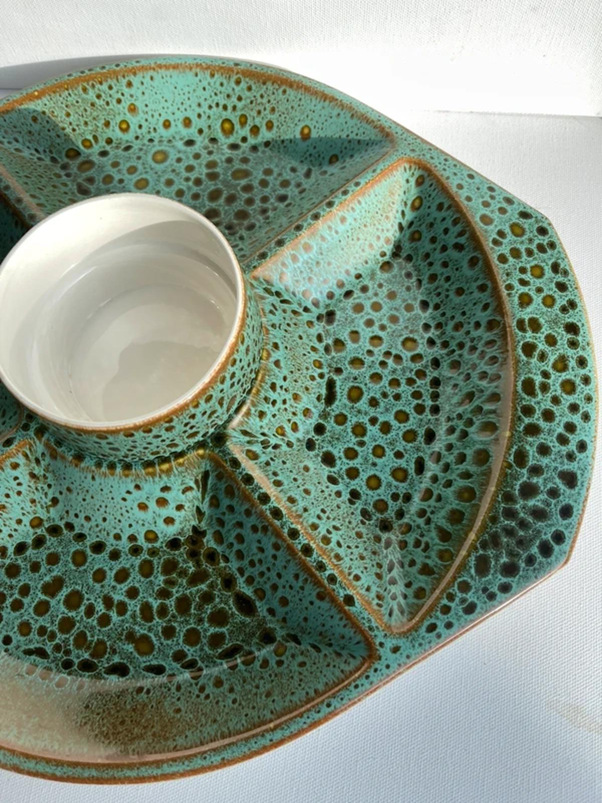 Poole vintage pottery sea crest green serving platter and bowl