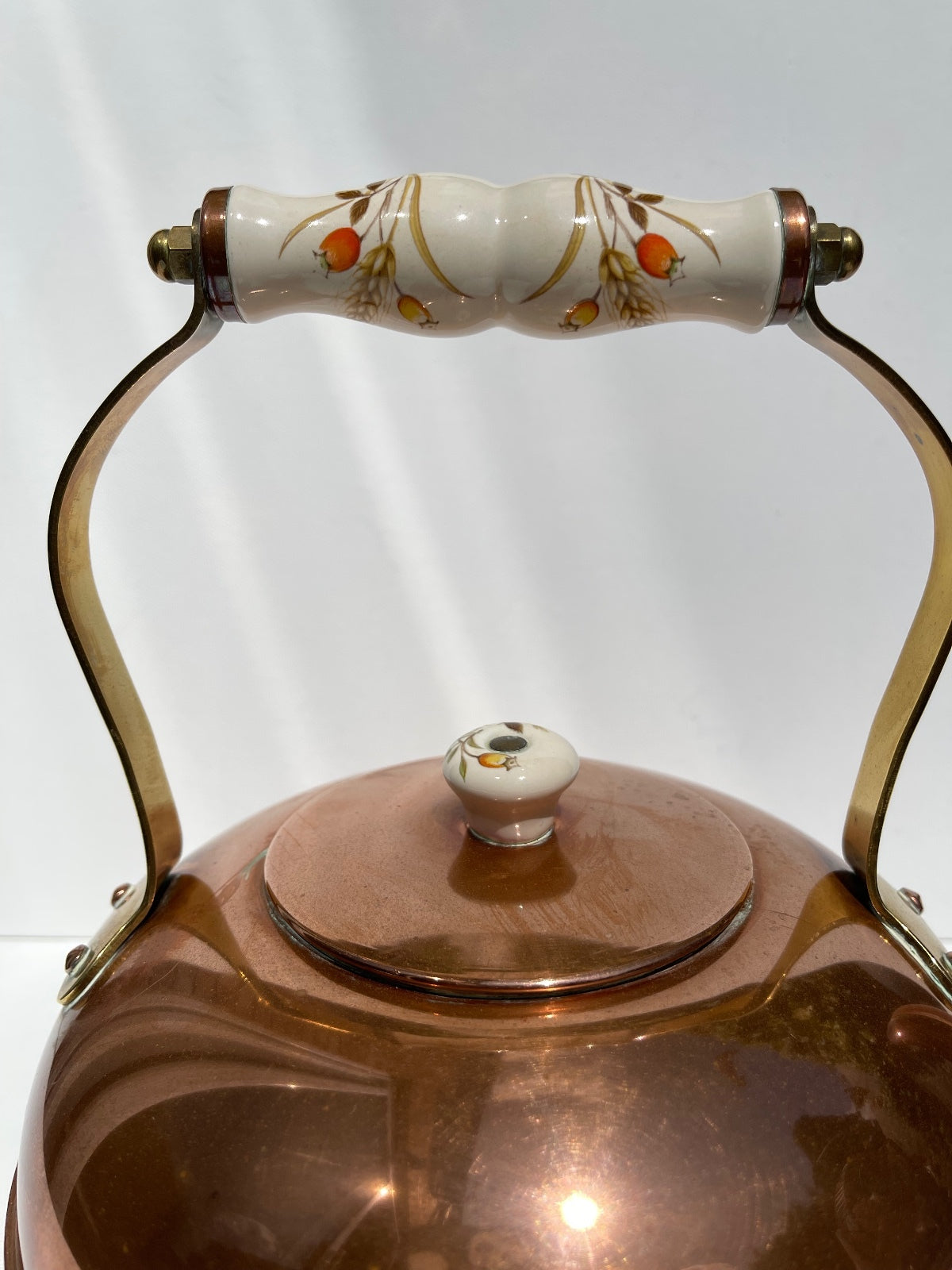 Vintage M&S st Michael harvest copper and brass kettle with ceramic handle