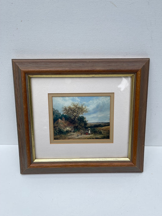 Vintage framed rural English landscape print by James Edwin Meadows, countryside wall art in traditional frame, cottagecore home decor, rustic farmhouse gallery wall, classic British artwork and vintage interior styling.