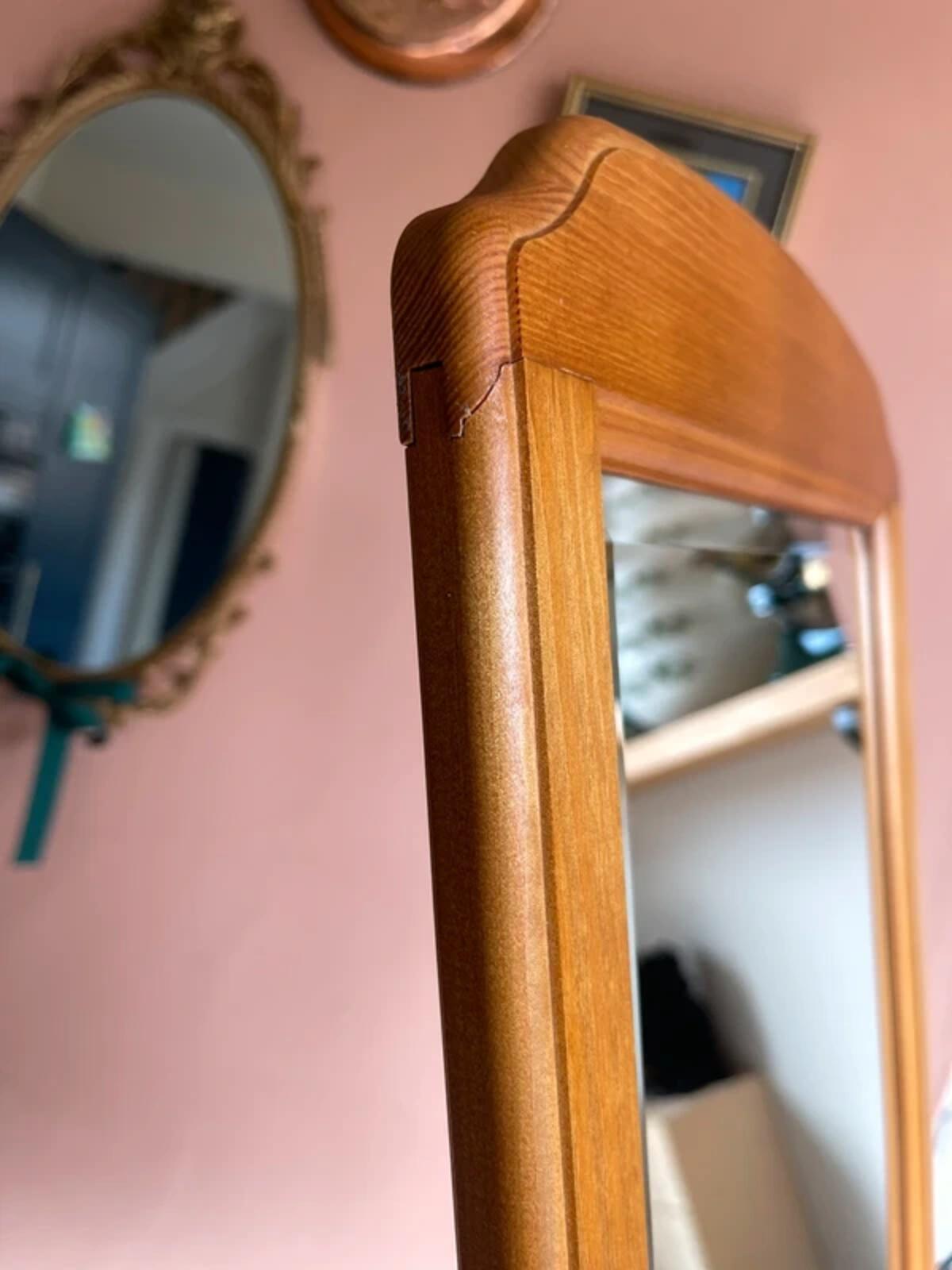 Vintage hand crafted hard wood mid century mirror