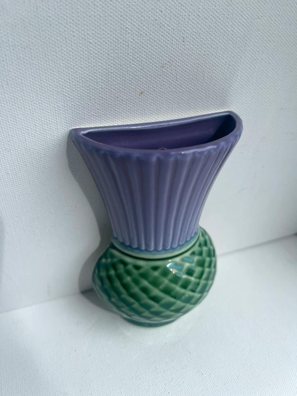 Vintage Scotia Ceramics Isle of Lewis Thistle Ceramic hanging Vase wall pocket