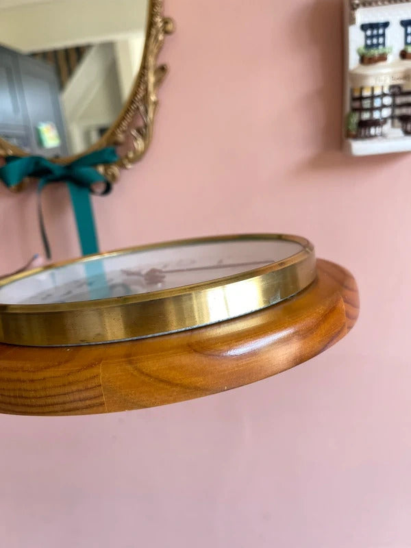 Vintage Buckingham wall clock mounted on a solid pine plaque with gold-tone clock face, traditional rustic wall clock, farmhouse home decor, vintage gallery wall accent, country cottage interior styling and timeless decorative timepiece.