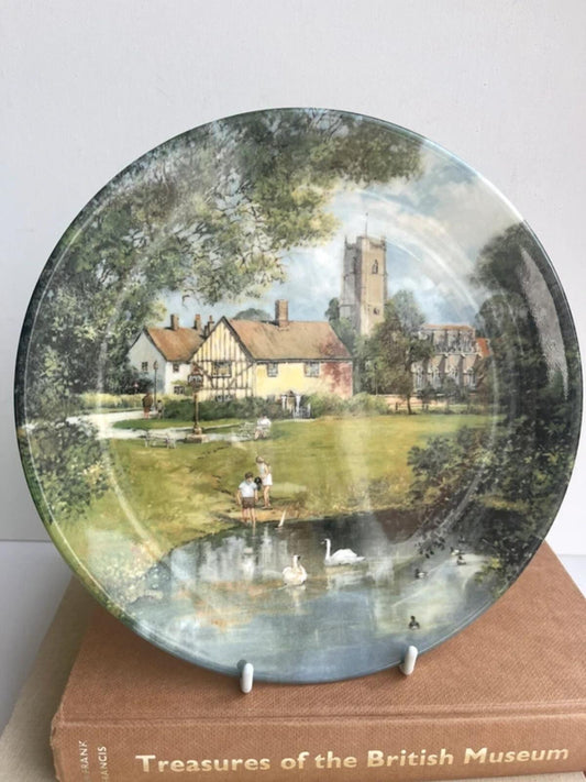 Vintage 1990 Royal Doulton 'The Village Pond' collector's plate by Clive Madgwick, English bone china decorative display plate, countryside village scene, cottagecore home decor and collectible wall art.