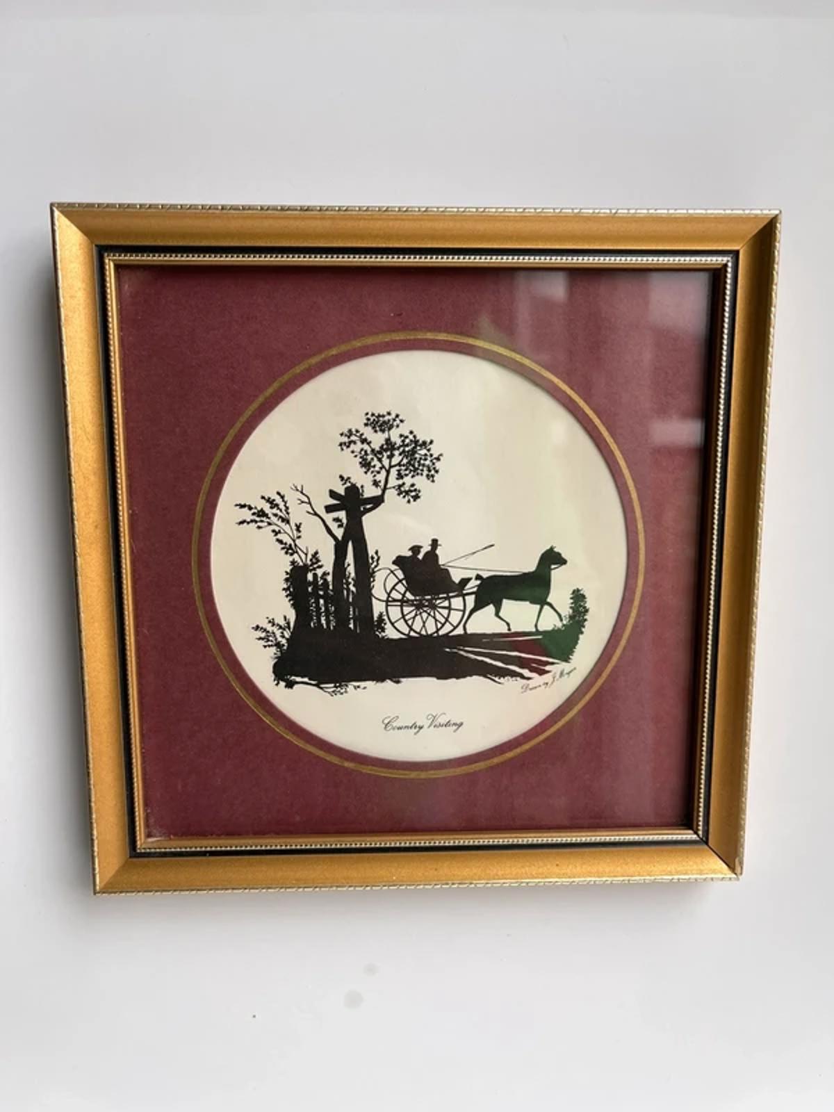 Vintage silhouette print drawn by J Morgan titled Country visiting