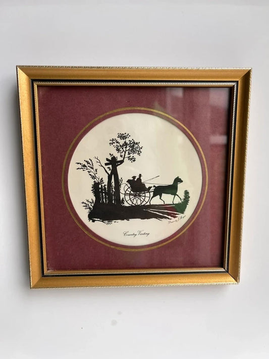 Vintage silhouette print drawn by J Morgan titled Country visiting
