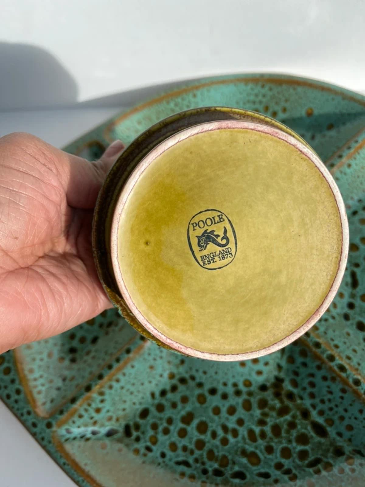 Poole vintage pottery sea crest green serving platter and bowl