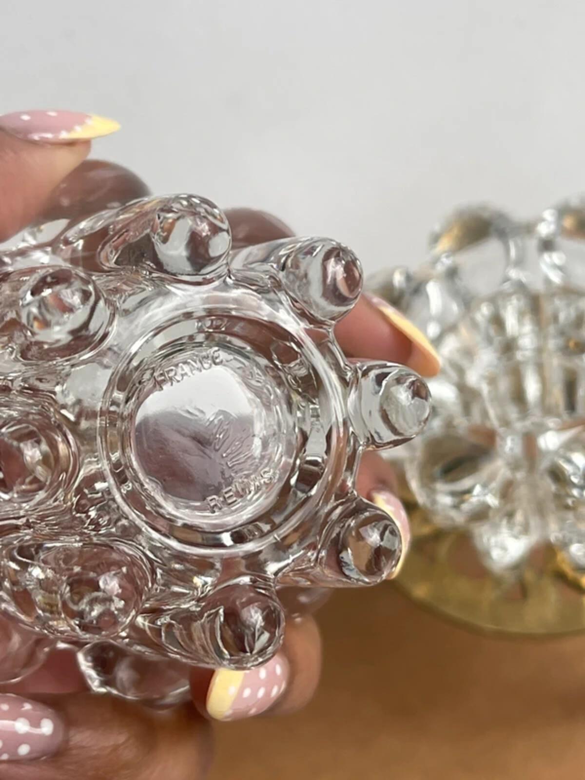 2 Vintage Reims bubble Glass Candle Holders taper/tea light candle