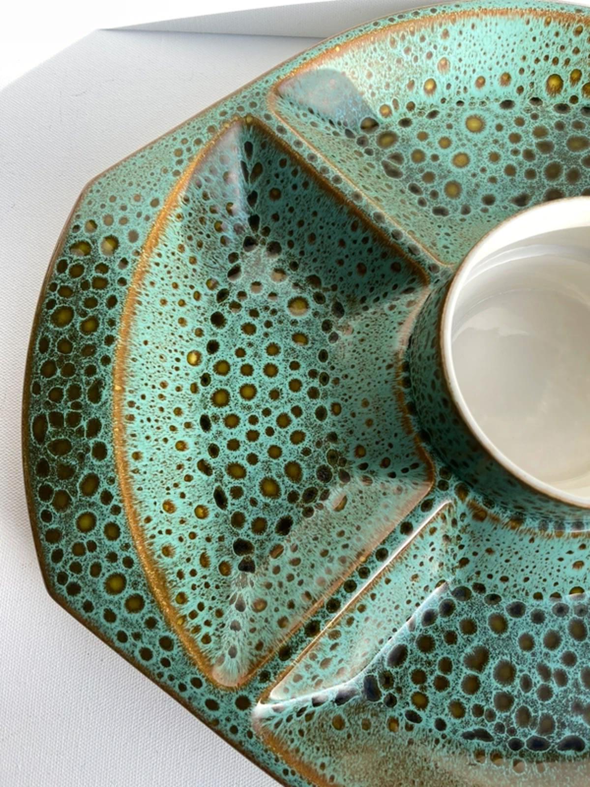 Poole vintage pottery sea crest green serving platter and bowl
